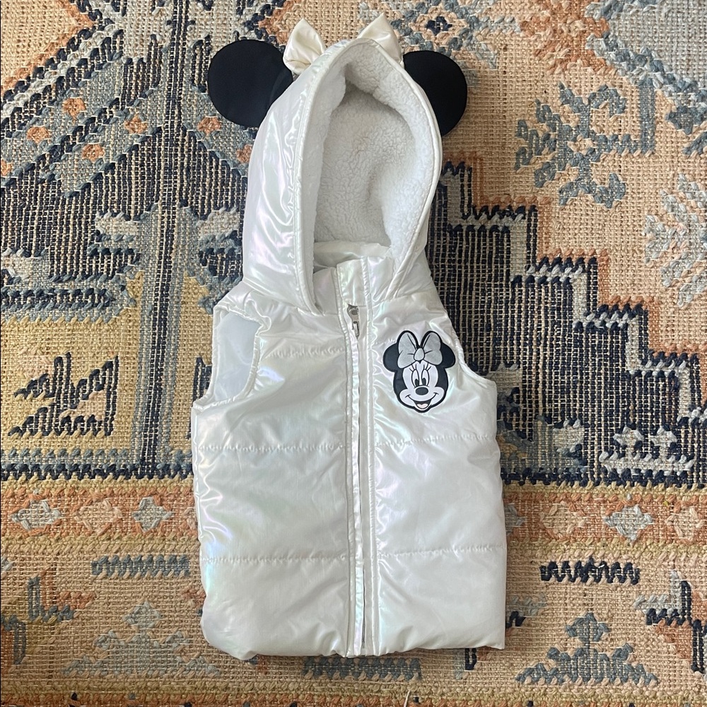 Disney White Iridescent Minnie Mouse Hooded Kids Vest